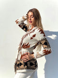 Cardigan Camel/Black con frange e cinta