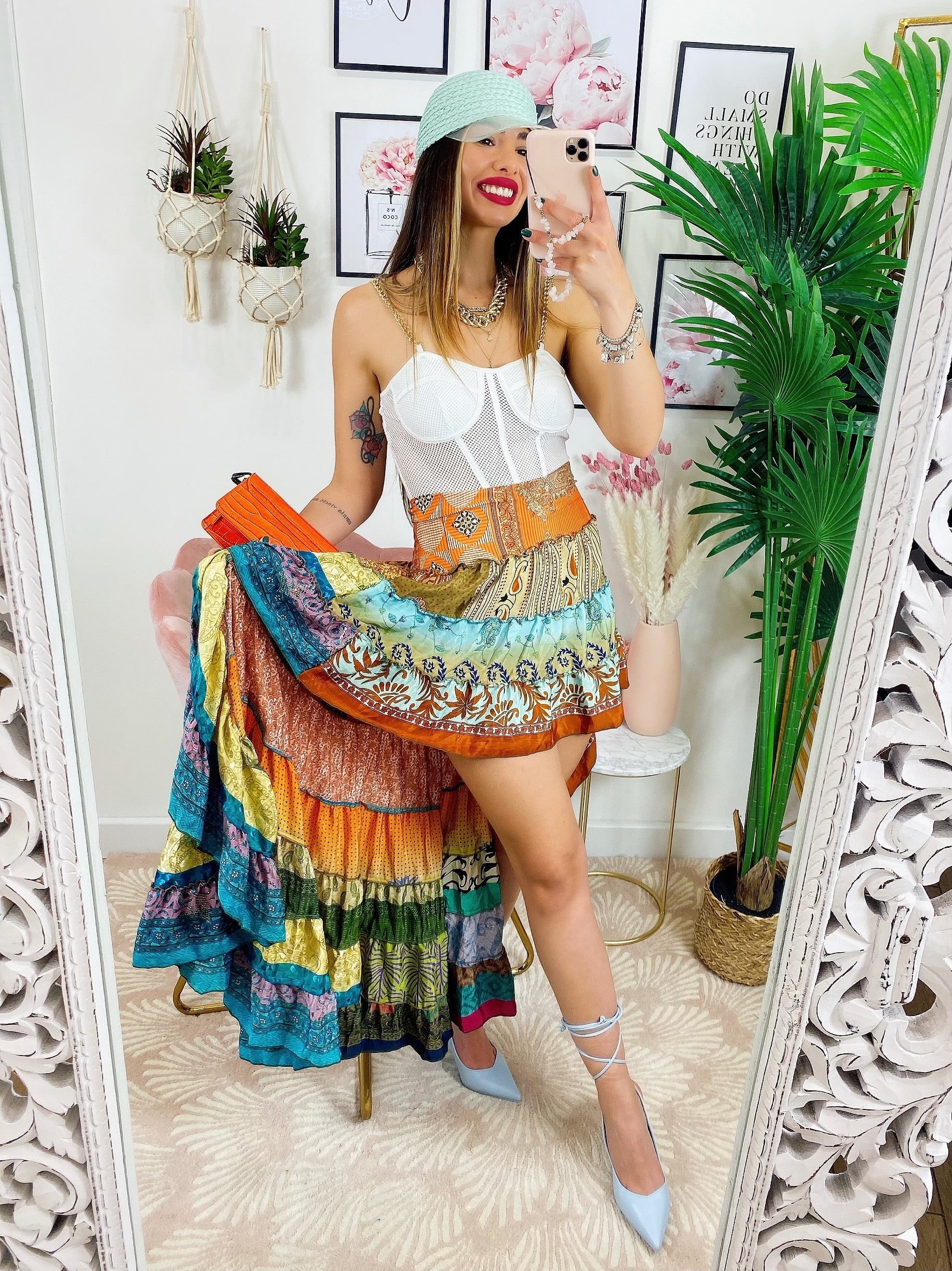 Gonna asimmetrica rainbow orange