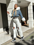 Giaccone di jeans pelo bianco