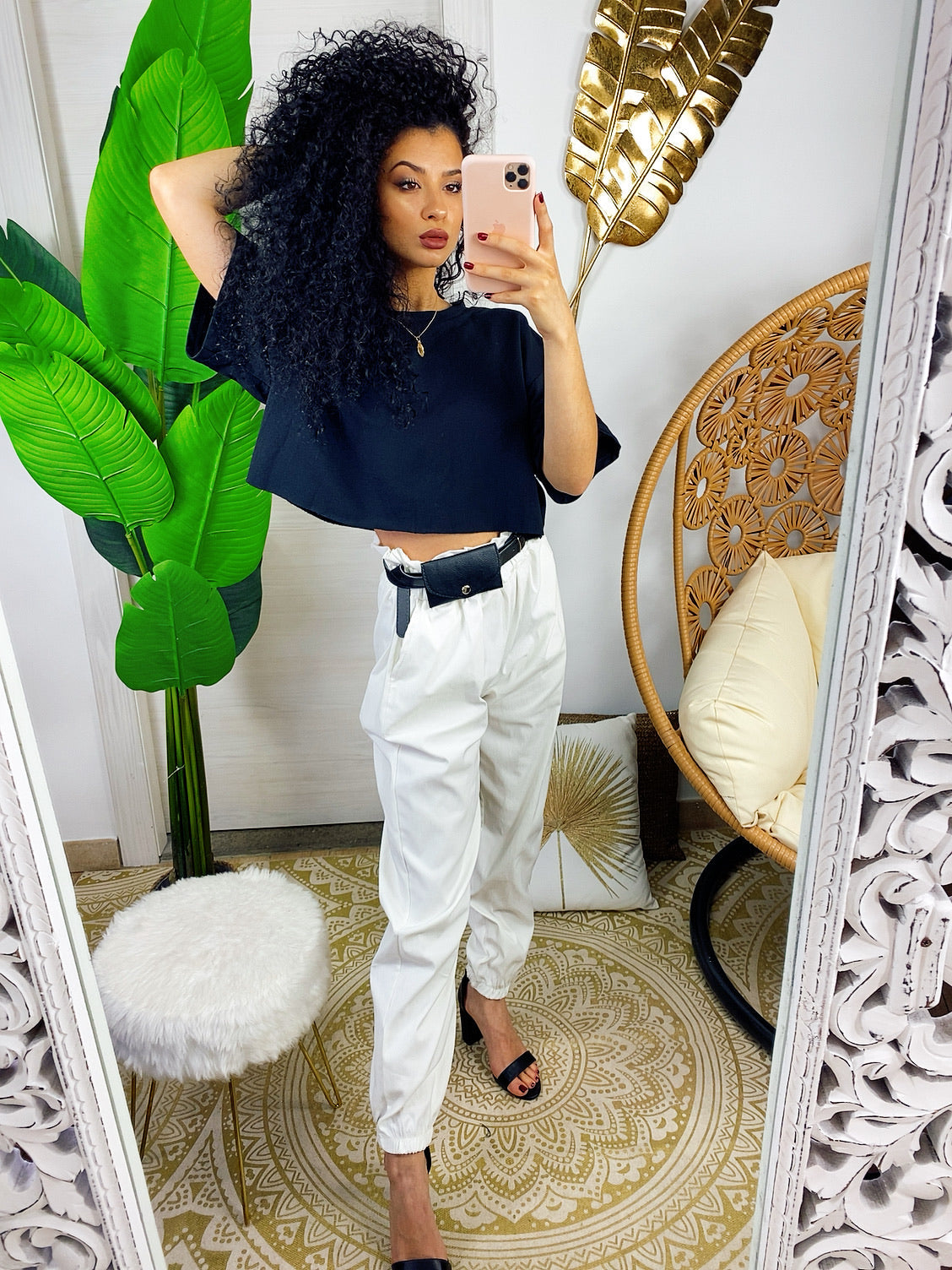 Maglia a top crop nera