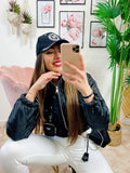 Bomber crop a rombi Nero