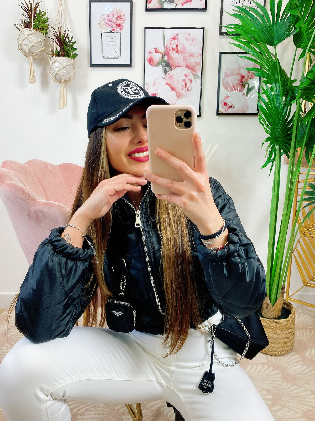 Bomber crop a rombi Nero