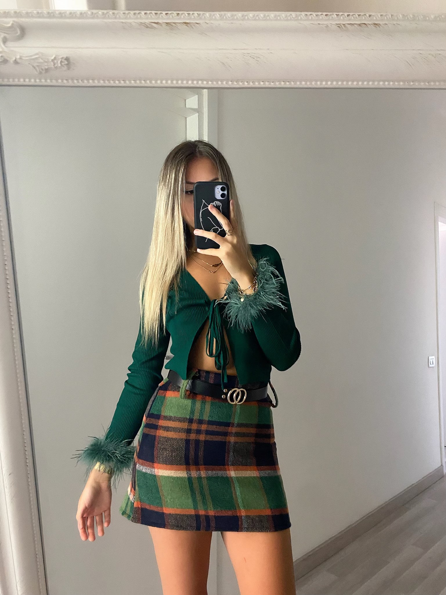 Gonna in tweed verde orange