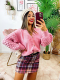 Maglione con onde e bottoni gioiello Rosa