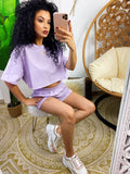 Completo sportivo maglia e pantaloncino lilla