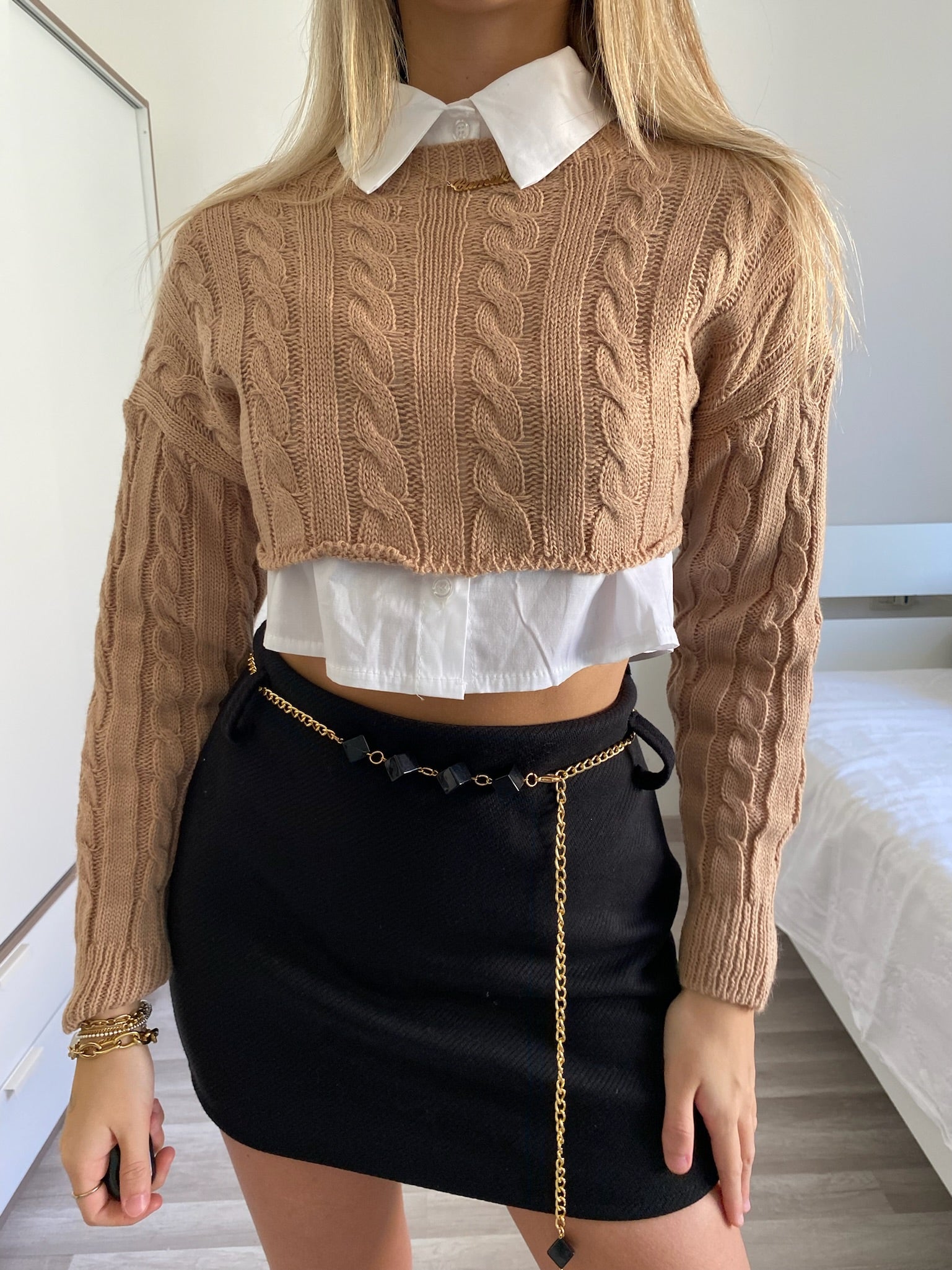Pull crop a trecce Camel