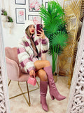 Giacchino a quadri con zip peonia