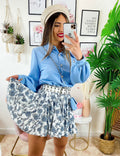 Camicia con borsetta celeste