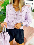 Cardigan a trecce lilla