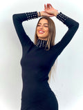 Abito nero con strass argento