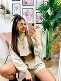 Completo Short e felpa Beige