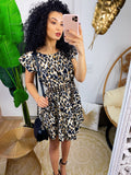 Abito animalier con elastico in vita