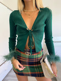 Gonna in tweed verde orange