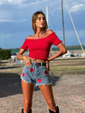 Top plissettano rosso