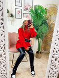 Maxi maglione top quality collo alto Rosso