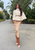 Cappa panna con cintura Camel
