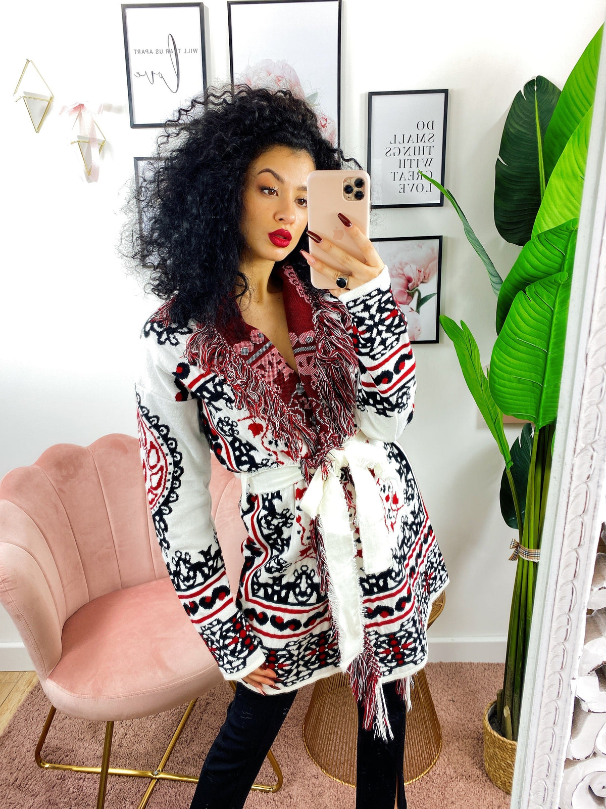 Cardigan Con dettagli rosso nero