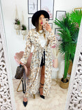 Kimono base beige floreale