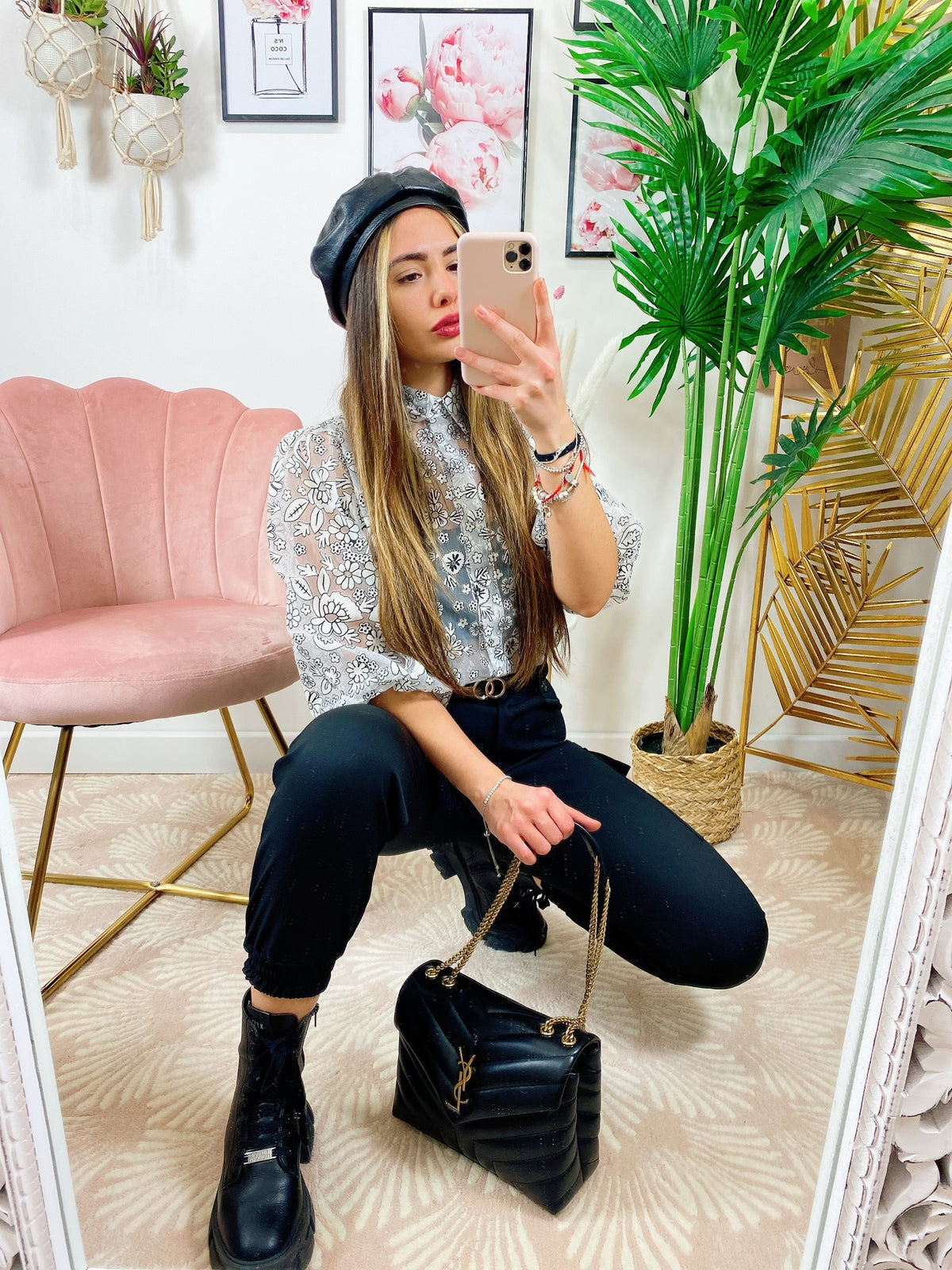 Pantalone con tasche laterali e cintura nero