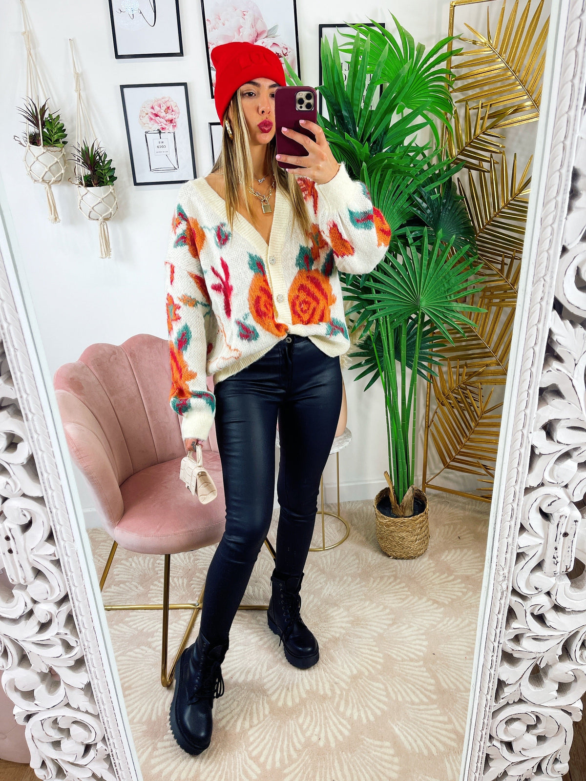 Maglione gioiello con rose bianco
