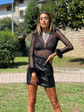 Gonna in ecopelle con tasche