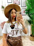 Top crop Love animalier