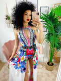 Tutina a fiori con maxi gonna