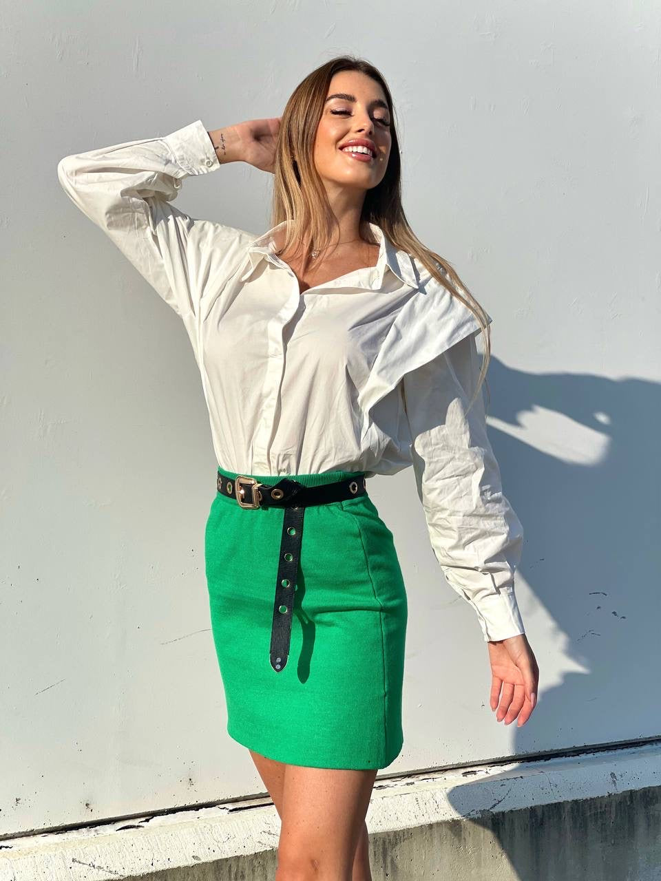 Gonna elasticizzata verde