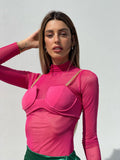 Camicia velata con corpino Fuxia
