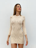 Abito a trecce schiena aperta beige