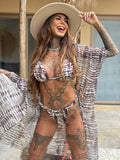 Bikini a triangolo marrone e bianco