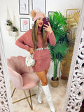 Maxi maglia a collo alto rosa