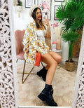Completo Giacca e Short fiori Arancio
