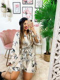 Abito a Kimono stampa cavallo beige