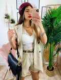 Completo Short e Smanicato Beige