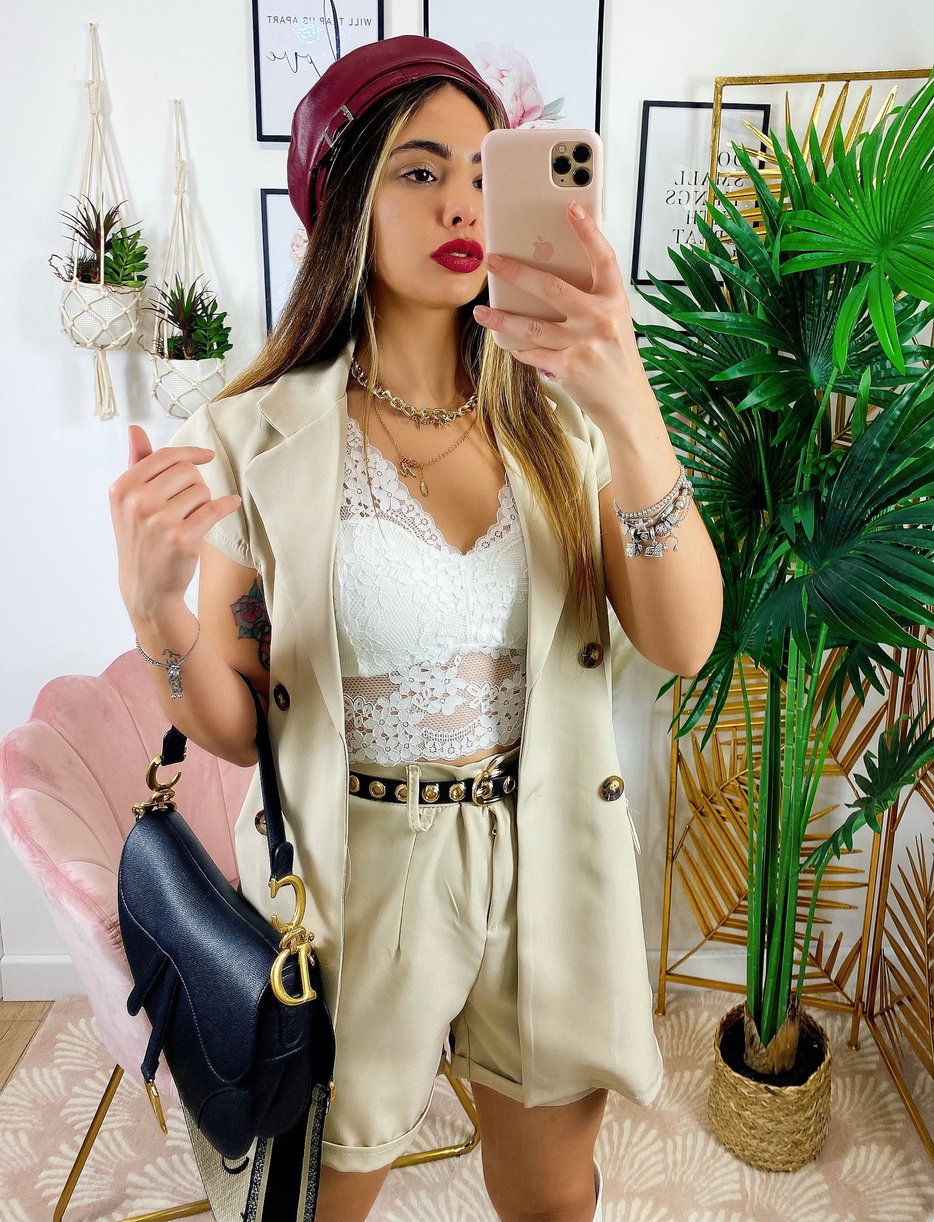 Completo Short e Smanicato Beige