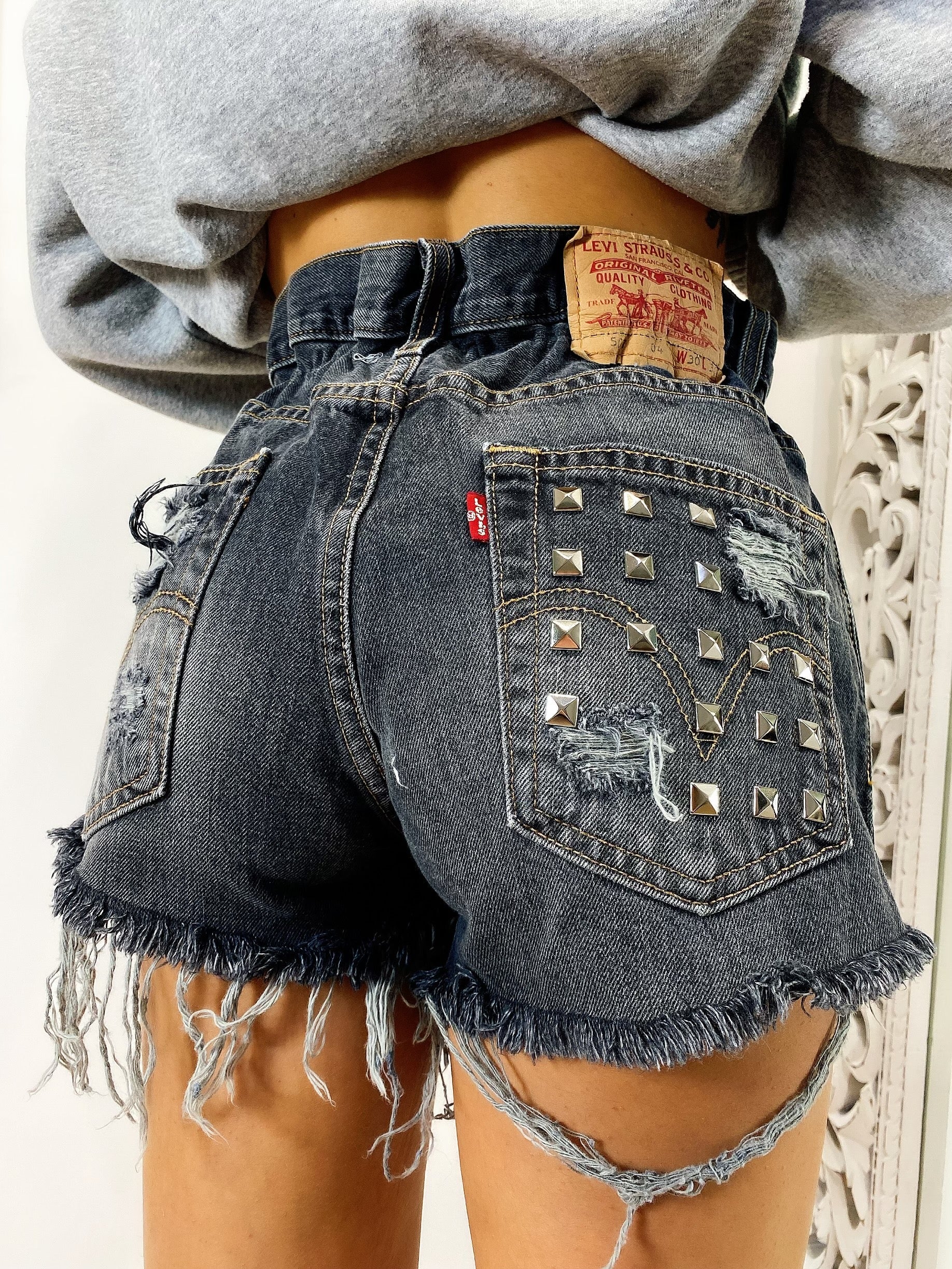 Short Levi’s Vintage con Borchie bagno grigio