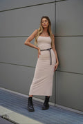 Tubino a costine beige