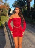 Abito in velluto arricciato rosso