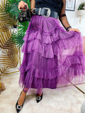 Gonna in tulle a balze purple