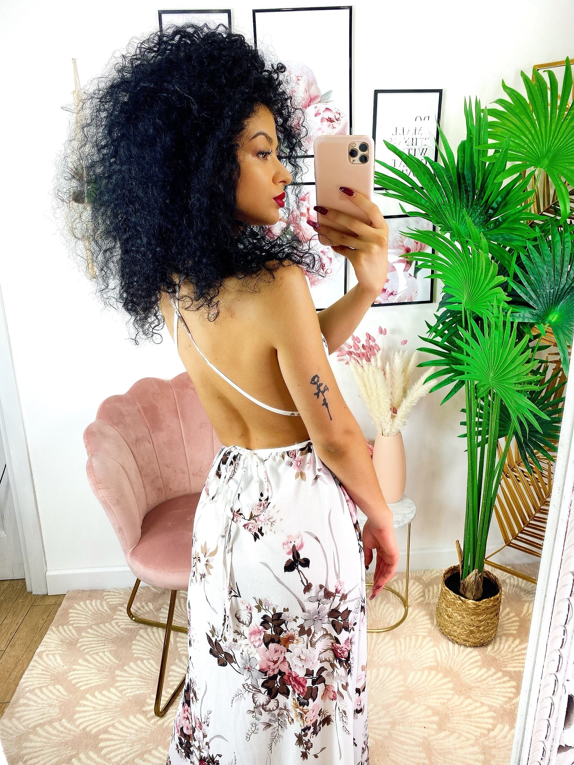 Dress Afrodite con fiori bianco