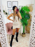Top beige con catena