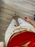 Jeans bianco cuori rossi