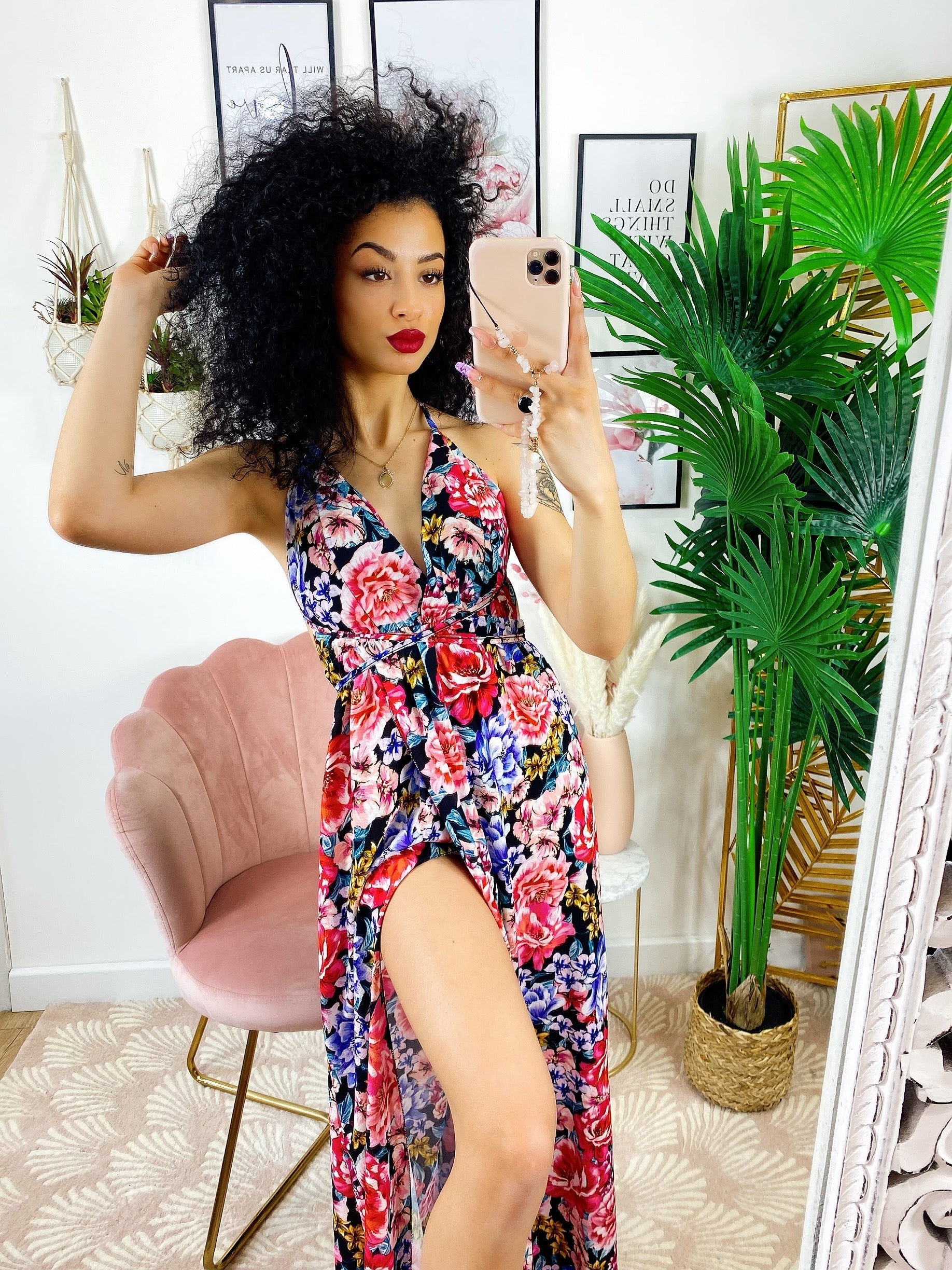 Dress Afrodite fiori Fuxia
