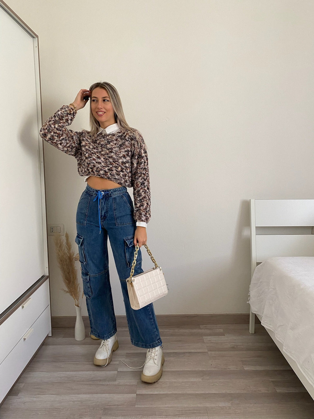Maglione multicolor bianco