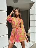 Abito con incrocio rosa lime