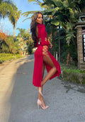 Abito midi Rosso con lacci