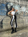 Body monospalla con fiocco bianco