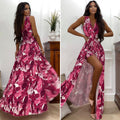 Abito con tutina fantasia floreale Fuxia