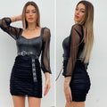 Abito in ecopelle e tulle